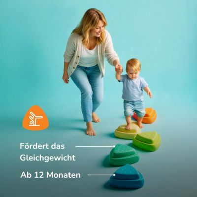 nattou Blocky Balance Stapelsteine – mehrfarbiges Balance- und Motorikspielzeug